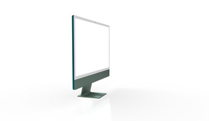 Computer display with blank white screen 3d