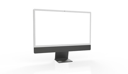 Realistic flat screen computer monitor 3de style mockup with blank screen isolated 3d