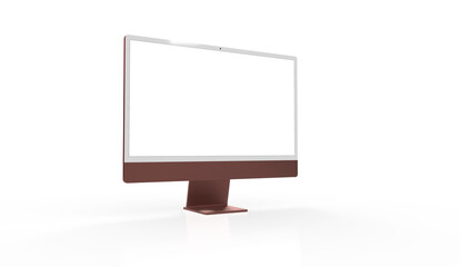 Trendy realistic thin frame monitor mock up with blank white screen