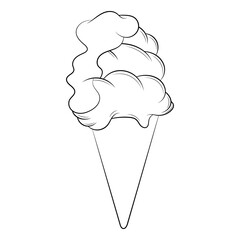 Ice cream doodle illustration. Isolated on white background.