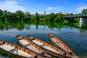 fishermen's boats "zille" at the river enns in ennsdorf, lower austria