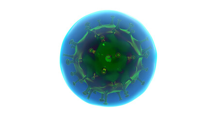 virus attack flu in 3d