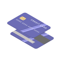 Credit cards isometric illustration. Credit card icon isolated on white background. Vector illustration flat design. Sign paying. Money on plastic. Payment purchase by credit card. Finance transaction