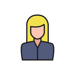 Business woman thin line icon. Colourful linear symbol. Vector illustration.