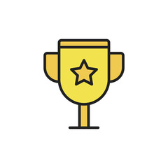 Golden cup thin line icon. Colourful linear symbol. Vector illustration.