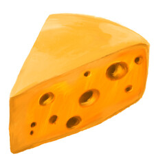 Swiss Cheese wheel dairy product digital oil painting illustration