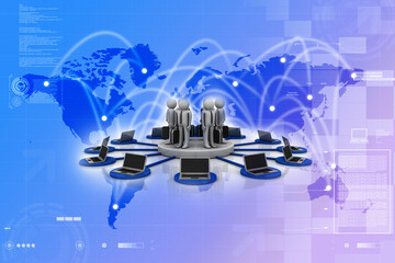 3d illustration Business computer Network 
