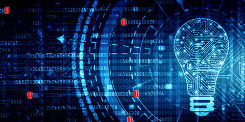 

2d illustration bulb future technology, innovation background, creative idea concept