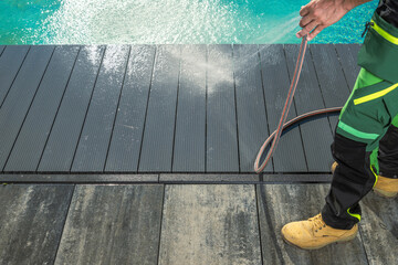 Outdoor Swimming Pool Composite Deck Pressure Washing