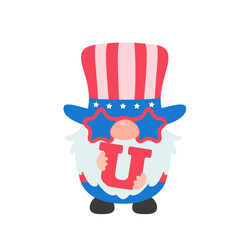 4th of july. Gnomes wore an American flag costume to celebrate Independence Day.