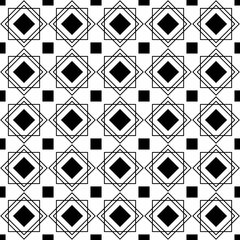 Seamless pattern with different squares, white and black