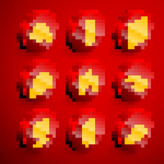 Set line Hairbrush, Towel on hanger, Washer, Brush for cleaning, Water tap, Round makeup mirror and icon. Vector