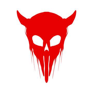 Red Devil Mask Skull Mascot Logo
