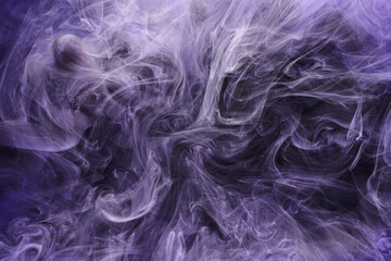 Purple lilac multicolored smoke abstract background, acrylic paint underwater explosion