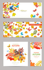 collection of greeting cards and a seamless texture. autumn temp