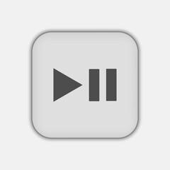 Grey play pause button, flat design style