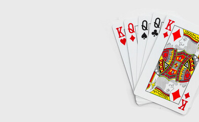 Royal Flush playing cards on a white background.