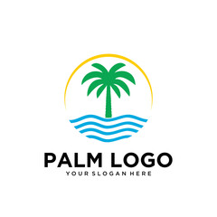 Fototapeta na wymiar Palm Tree Logo Design