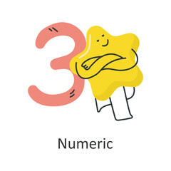 Numeric vector illustration isolated on white background. Flat Illustration style design.