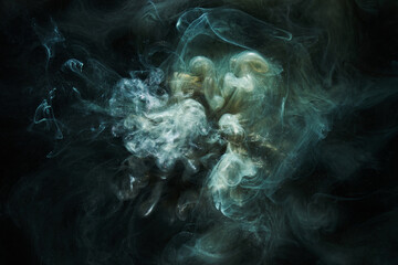 Liquid fluid art abstract background. Dark multicolored smoke dancing acrylic paints underwater, space ocean, universe explosion © amixstudio