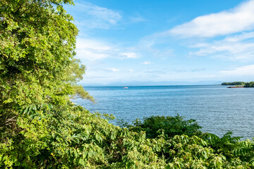 Fototapeta na wymiar 滋賀県近江八幡市　夏の晴れた早朝　琵琶湖の美しい風景に浸る