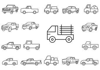 Thin line icons set,transportation,Pickup truck,vector illustrations