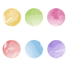 Set of beautiful spotted watercolor circles for design. Vector graphic.