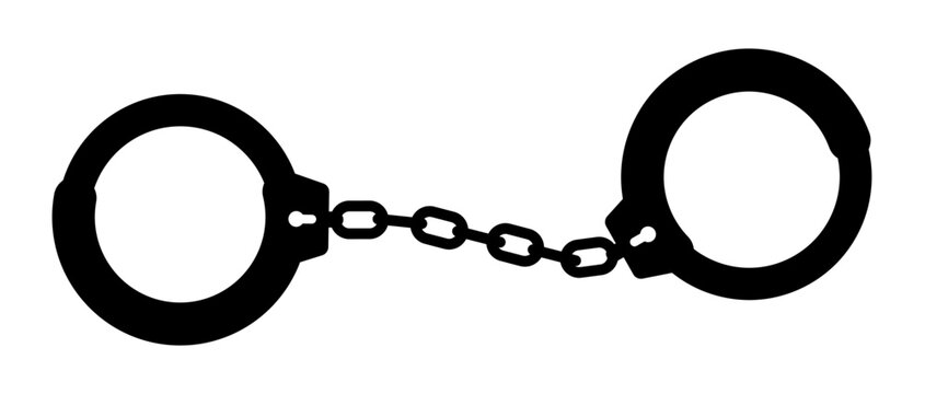 black handcuffs connected by chain clip art preview