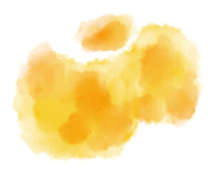Colorful yellow watercolor blobs drops brush hand painting illustration