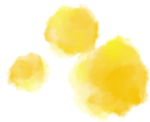 Colorful yellow watercolor blobs drops brush hand painting illustration