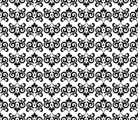Flower geometric pattern. Seamless vector background. White and black ornament. Ornament for fabric, wallpaper, packaging. Decorative print