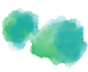 Colorful green watercolor blobs drops brush hand painting illustration
