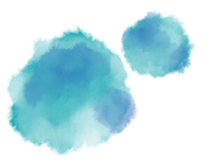 Colorfu bluel watercolor blobs drops brush hand painting illustration