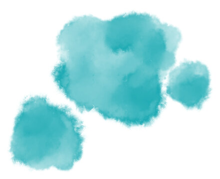 Colorfu bluel watercolor blobs drops brush hand painting illustration