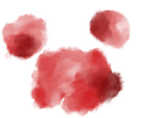 Colorful red watercolor blobs drops brush hand painting illustration