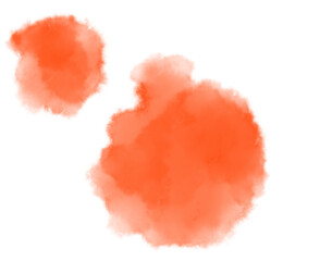 Colorful orange watercolor blobs drops brush hand painting illustration