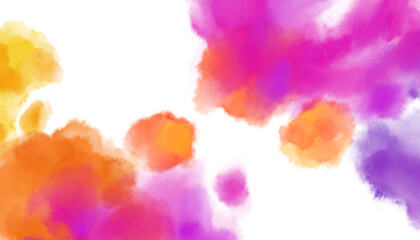 Obraz na płótnie Canvas Colorful rainbow watercolor blobs banner brush hand painting illustration
