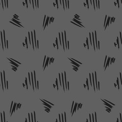 Vector. Hand drawn monochrome grey, black and white seamless pattern. Hatching. Abstract vector texture from strokes in grunge style. Backgrounds with ink, felt-tip pen, brush, ink.