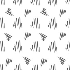 Vector. Hand drawn monochrome grey, black and white seamless pattern. Hatching. Abstract vector texture from strokes in grunge style. Backgrounds with ink, felt-tip pen, brush, ink.