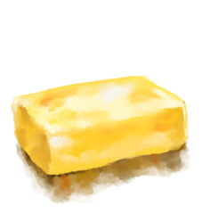 butter yellow milky spread dairy product watercolor painting illustration