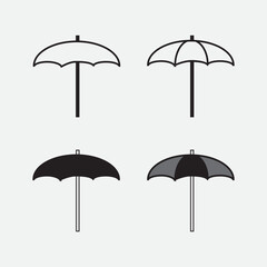 umbrella silhouette set, vector logo icon