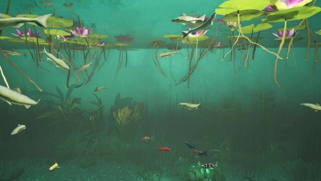 Aquarium mit Seerosen - 3D-Animation