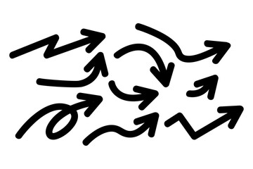  Sketch doodle style. Collection of pointers. Hand drawn arrow set