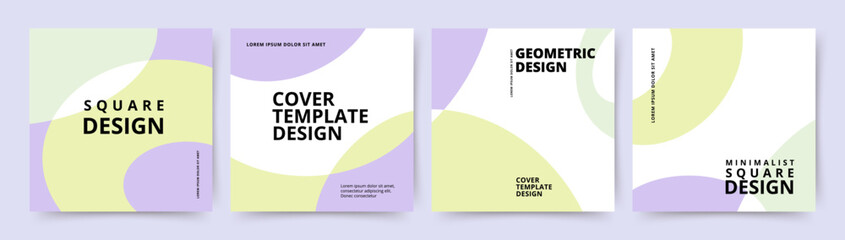 Square covers or posters. Creative minimalist vector background with abstract circle rounds in modern style for branding, social media post,  advertising, brochure, flyer, magazine 