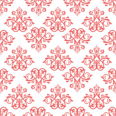 Classic seamless vector pattern. Damask orient red and white ornament. Classic vintage background. Orient pattern for fabric, wallpapers and packaging
