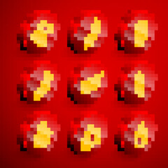 Set line Broccoli, Eggplant, Pineapple, Fresh cucumber, Watermelon, Carrot, Onion and Garlic icon. Vector