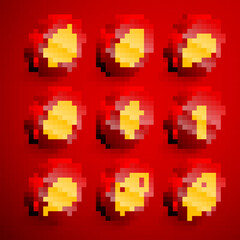 Set line Fire in burning house, protection shield, buildings, No fire, cone bucket, Burning match with, Telephone call 911 and Location flame icon. Vector