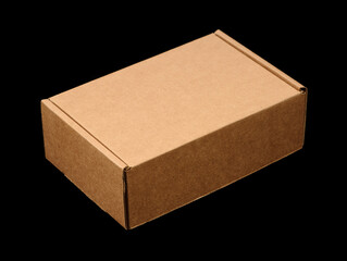 closed cardboard box mockup on black background