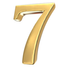 Number 7 golden 3d render