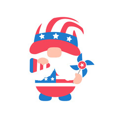 4th of july. Gnomes wore an American flag costume to celebrate Independence Day.